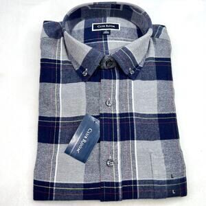 New Club Room Men's Blue Plaid Flannel Shirt Large